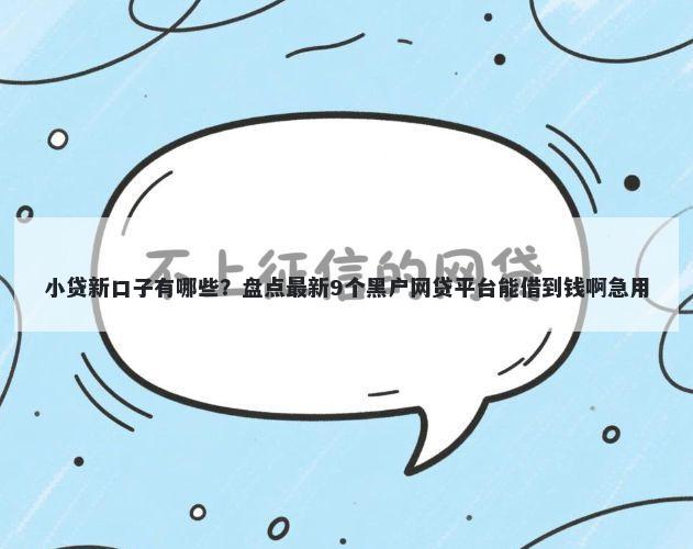 小贷新口子有哪些？盘点最新9个黑户网贷平台能借到钱啊急用