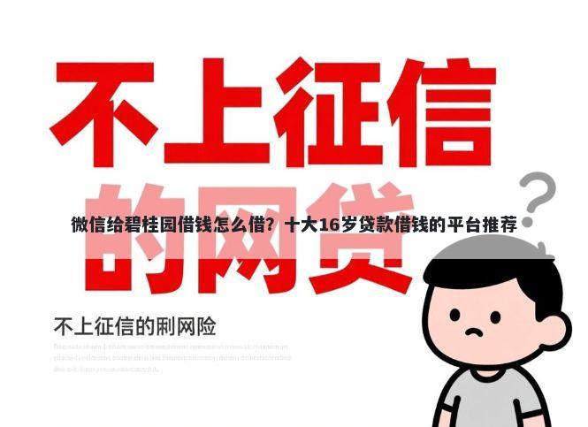 微信给碧桂园借钱怎么借？十大16岁贷款借钱的平台推荐