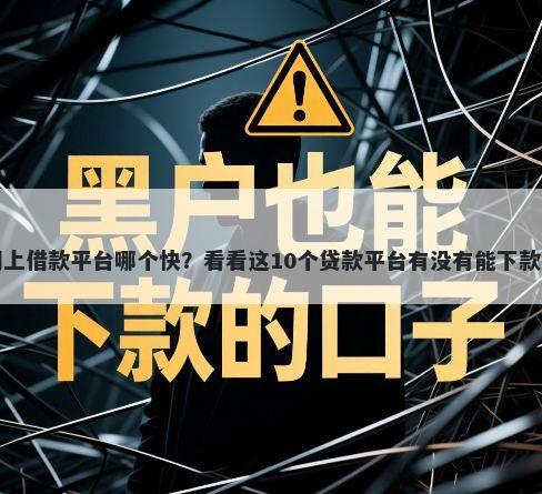 网上借款平台哪个快？看看这10个贷款平台有没有能下款的