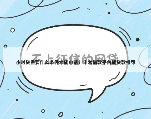 小时贷需要什么条件才能申请？十大借款平台能贷款推荐