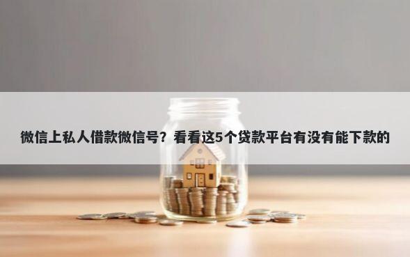微信上私人借款微信号？看看这5个贷款平台有没有能下款的