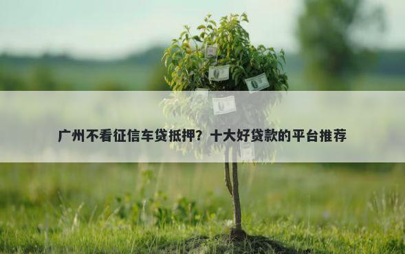广州不看征信车贷抵押？十大好贷款的平台推荐