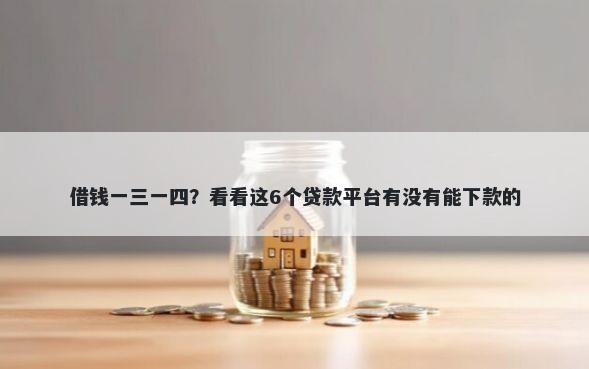 借钱一三一四？看看这6个贷款平台有没有能下款的
