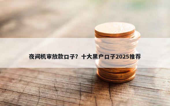 夜间机审放款口子？十大黑户口子2025推荐