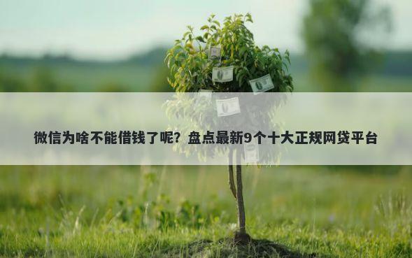 微信为啥不能借钱了呢？盘点最新9个十大正规网贷平台