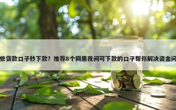 哪些贷款口子秒下款？推荐8个网黑夜间可下款的口子帮你解决资金问题