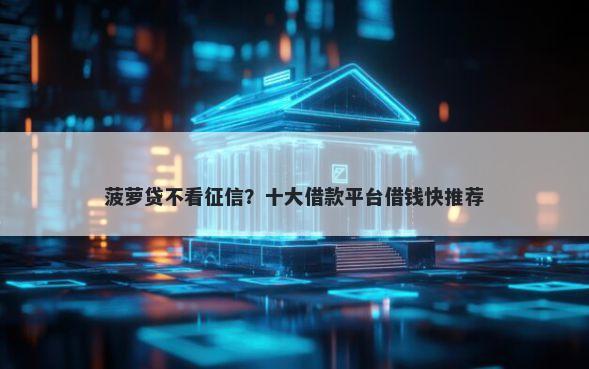 菠萝贷不看征信？十大借款平台借钱快推荐