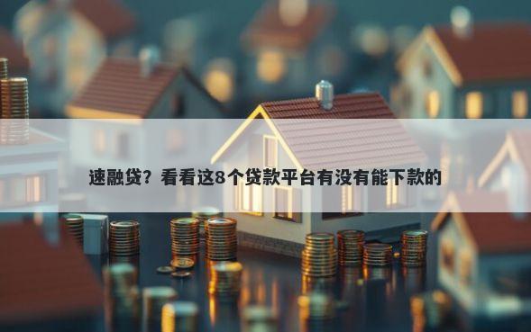 速融贷？看看这8个贷款平台有没有能下款的