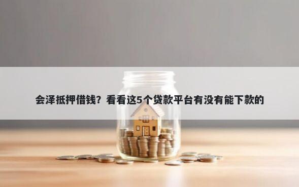 会泽抵押借钱？看看这5个贷款平台有没有能下款的