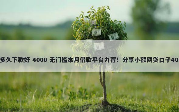 商业贷款办完多久下款好 4000 无门槛本月借款平台力荐！分享小额网贷口子4000无门槛借款
