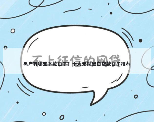 黑户有哪些下款口子？十大无视黑白贷款口子推荐