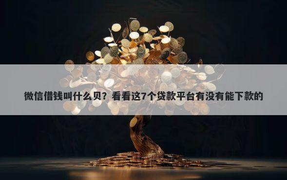 微信借钱叫什么贝？看看这7个贷款平台有没有能下款的