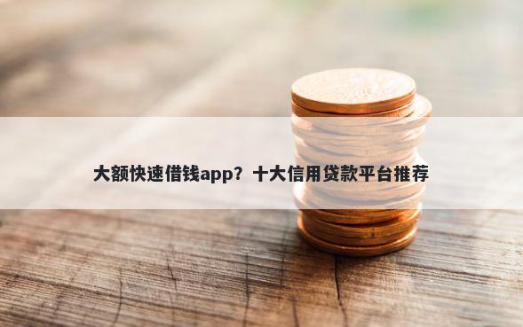 大额快速借钱app？十大信用贷款平台推荐