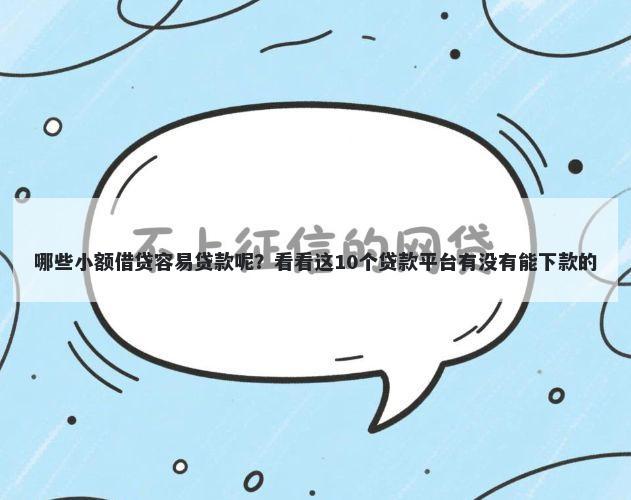 哪些小额借贷容易贷款呢？看看这10个贷款平台有没有能下款的