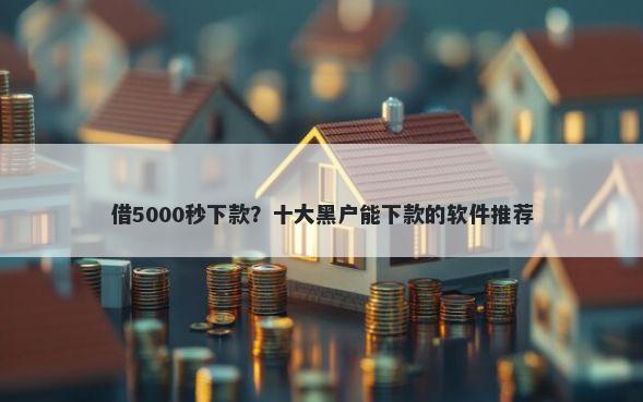 借5000秒下款？十大黑户能下款的软件推荐