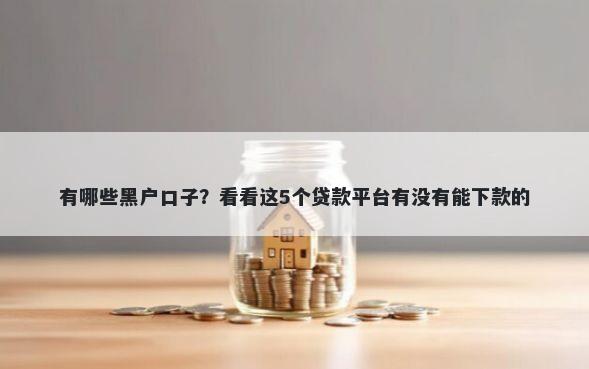 有哪些黑户口子？看看这5个贷款平台有没有能下款的