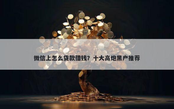 微信上怎么贷款借钱？十大高炮黑户推荐