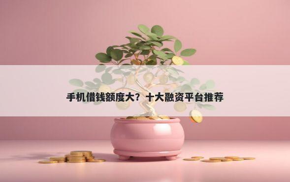 手机借钱额度大？十大融资平台推荐
