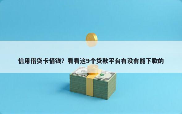 信用借贷卡借钱？看看这9个贷款平台有没有能下款的
