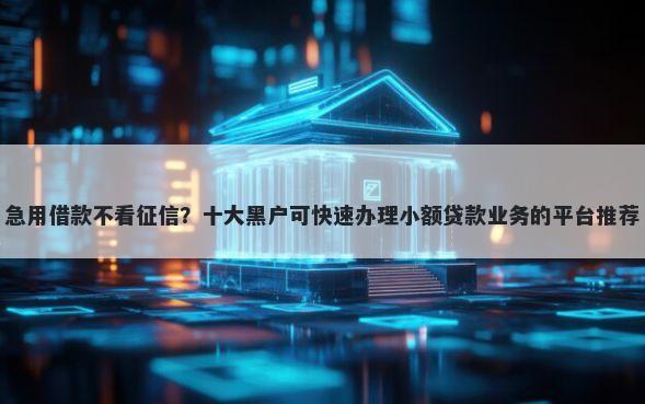 急用借款不看征信？十大黑户可快速办理小额贷款业务的平台推荐