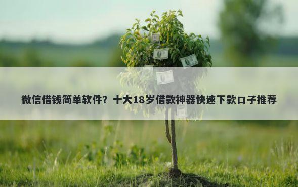 微信借钱简单软件？十大18岁借款神器快速下款口子推荐