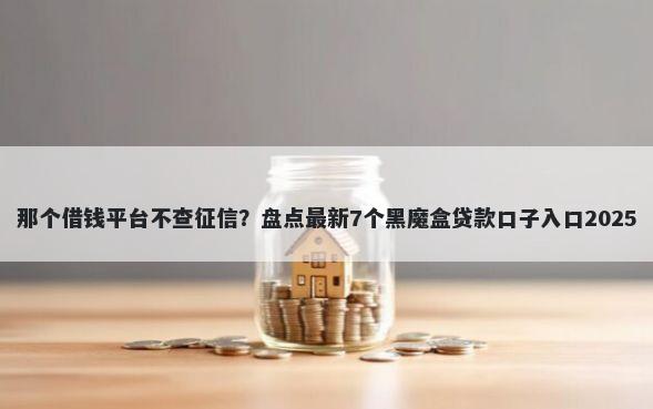 那个借钱平台不查征信？盘点最新7个黑魔盒贷款口子入口2025
